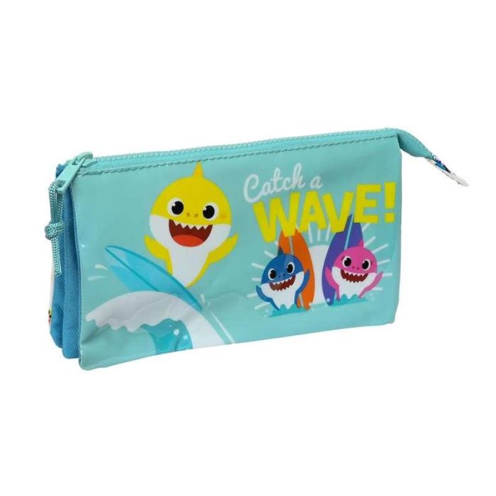Portatodo Doble Baby Shark Surfing Azul Blanco 22 x 12 x 3 cm Portatodo Doble Baby Shark Surfing Azul Blanco 22 x 12 x 3 cm