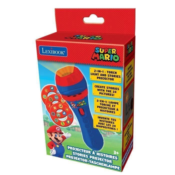 Lexibook Linterna Proyector de Cuentos Super Mario Bros 2 en 1 con 24 Imágenes Discos Linterna LED para Niños 4