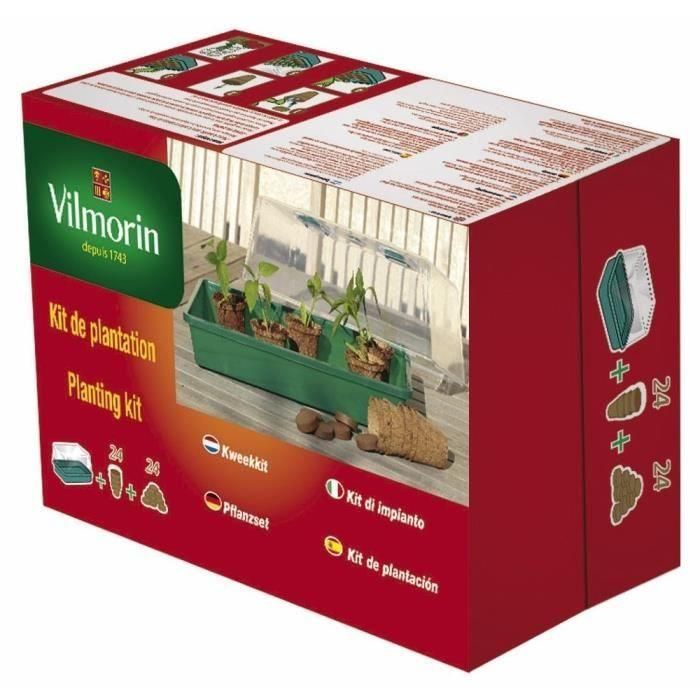 Kit de invernadero rígido VILMORIN + 24 tazas de 6 cm + 24 tabletas de coco