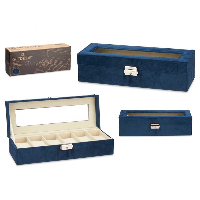 Caja Relojero 6 Huecos con Llave Azul Petróleo Giftdecor 30.5x8.5x11.5 cm (6 Unidades) Caja Relojero 6 Huecos con Llave Azul Petróleo Giftdecor 30.5x8.5x11.5 cm (6 Unidades)