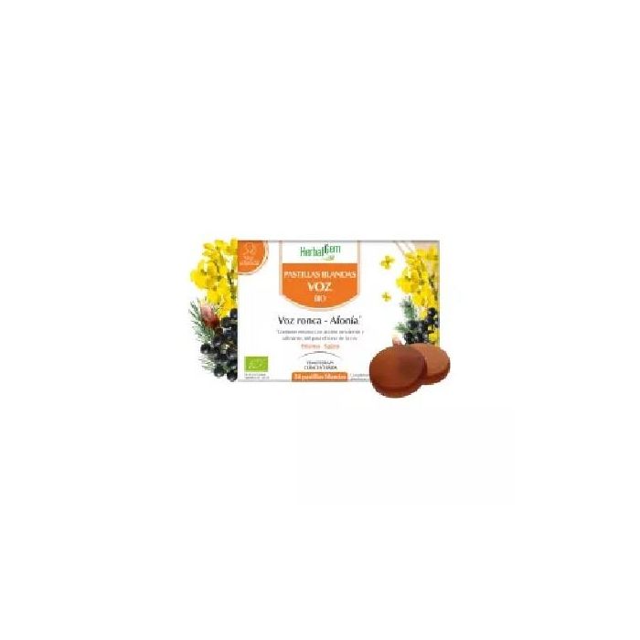 HERBALGEM Pastillas Blandas para la Voz, con Erísimo y Miel BIO - 24 Gominolas Calmantes