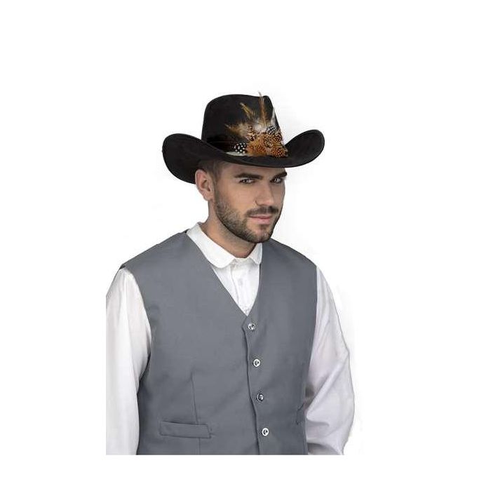 My Other Me Sombrero vaquero marrón con plumas, talla 59 cm, edad mínima recomendada 3 años
