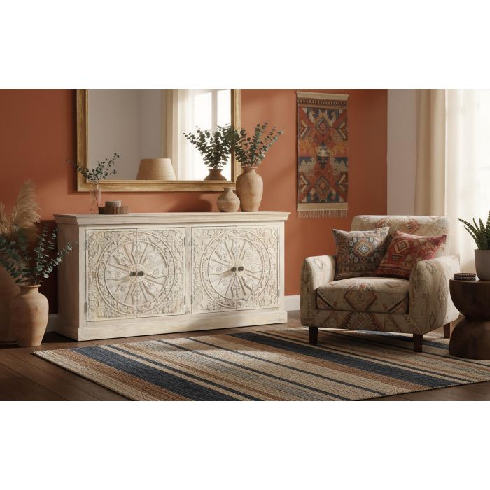 Giner y Colomer Aparador Artesanal en Madera de Mango 4 Puertas con Tiradores Negro Mate 6 Giner y Colomer Aparador Artesanal en Madera de Mango 4 Puertas con Tiradores Negro Mate 6