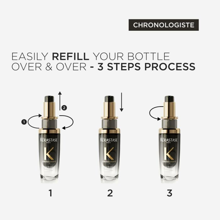 Kerastase Chronologiste L'Huile de Parfum Recargable 75 ml - Aceite Perfumado para Cabello con Extracto de Mirra, Rosa de Té y Maderas Ligeras 6