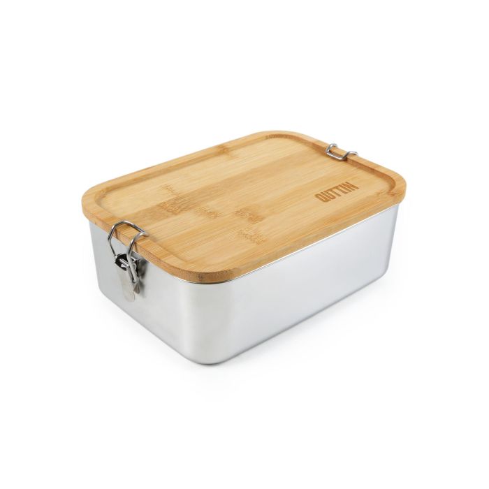 Quttin Fiambrera acero inoxidable con tapa de bambú rectangular 1500 ml - 20.5 cm x 15 cm x 7.7 cm (6 Unidades) 6 Quttin Fiambrera acero inoxidable con tapa de bambú rectangular 1500 ml - 20.5 cm x 15 cm x 7.7 cm (6 Unidades) 6