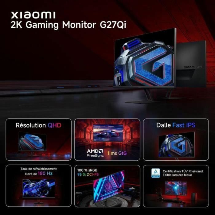 Xiaomi ELA5593EU Monitor Gaming G27Qi 27" QHD (2560x1440) 1ms GTG 180Hz IPS FreeSync Negro. 95% DCI-P3, Low Blue Light TÜV 13 Xiaomi ELA5593EU Monitor Gaming G27Qi 27" QHD (2560x1440) 1ms GTG 180Hz IPS FreeSync Negro. 95% DCI-P3, Low Blue Light TÜV 13