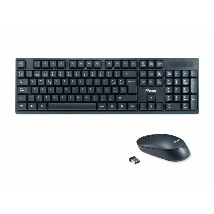 Equip Teclado y Ratón Inalámbricos, 105 Teclas, 1200DPI, Resistente a Derrames, Tecnología 2.4Ghz 12