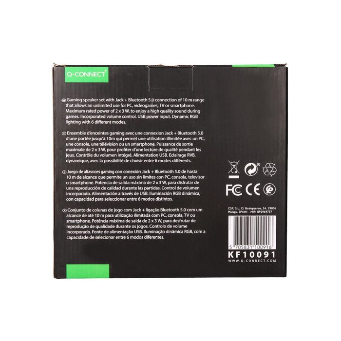 Altavoces Q-Connect Gaming Blu Etooth Con Iluminación Rgb Potencia Maxima 2x3 W Control De Volumen Color Negro 7