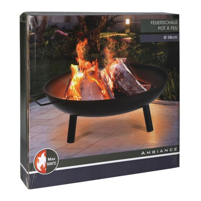 Ambiance Brasero de jardín Negro Metal Ø58cm 1