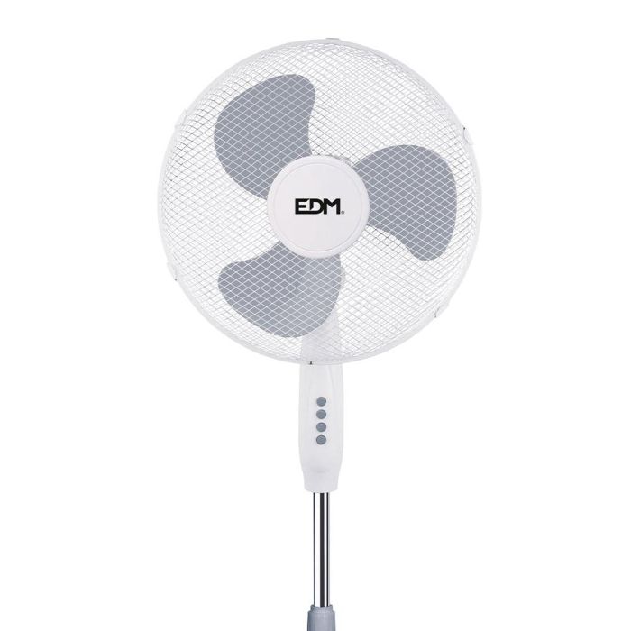 Ventilador de pie. color blanco. potencia: 45w aspas: ø40cm altura regulable 105-125cm edm 1