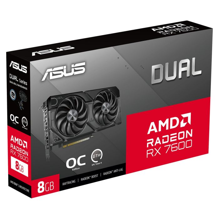 ASUS Tarjeta Gráfica Dual RX7600-O8G-EVO AMD Radeon RX 7600 8 GB GDDR6 4