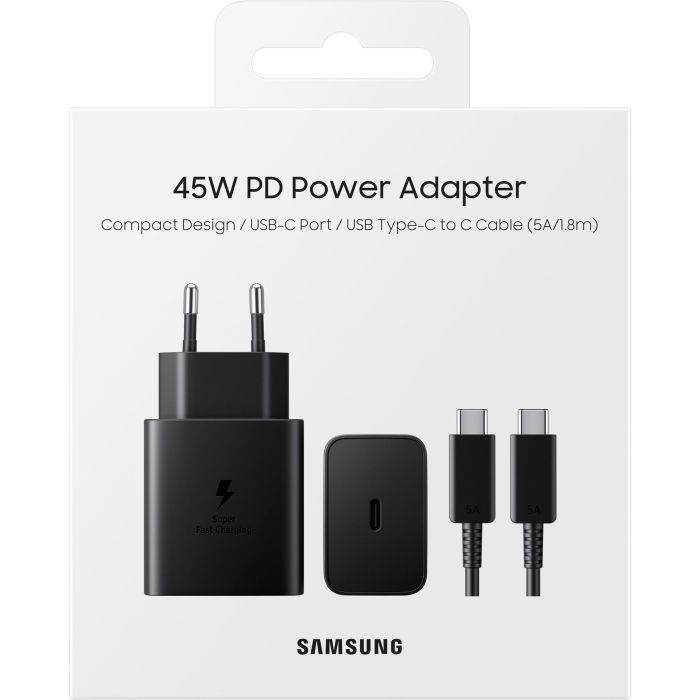 Samsung EP-T4510 Cargador Rápido 45W con Cable USB Tipo C Negro - Suministro de Energía 3.0 4 Samsung EP-T4510 Cargador Rápido 45W con Cable USB Tipo C Negro - Suministro de Energía 3.0 4
