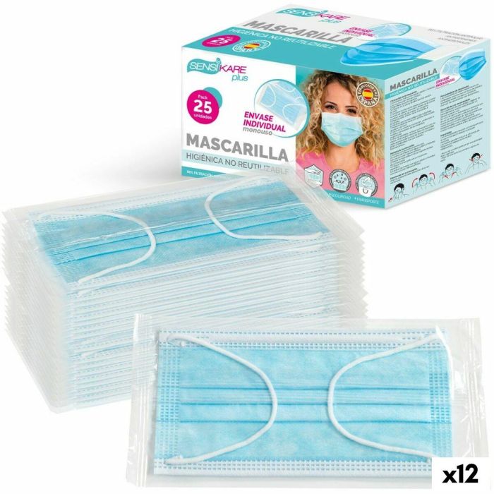 Caja de mascarillas higiénicas SensiKare 25 Piezas (12 Unidades) 6 Caja de mascarillas higiénicas SensiKare 25 Piezas (12 Unidades) 6