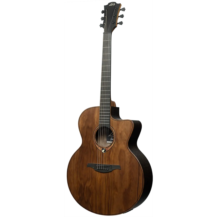 LAG Guitarra Acústica Jumbo Electroacústica Sauvage Lag Natural Satinado Tapa Sólida Brankowood Fondo Aros Eucalipto Cutaway Electrónica Stage LAG Funda Incluida 1