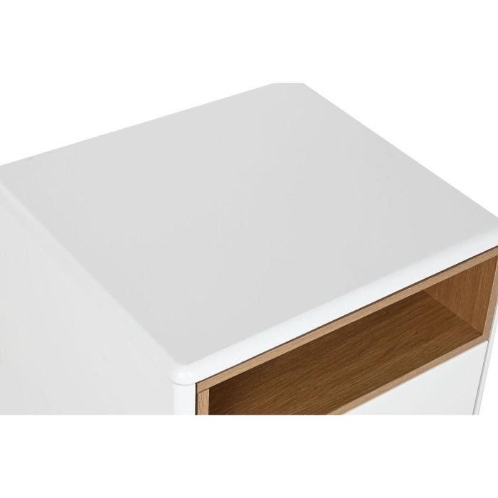 Mesita de Noche Home ESPRIT Blanco Natural Poliuretano Madera MDF 48 x 40 x 55 cm 6