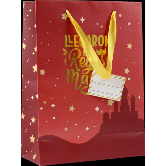 Bismark Bolsa Papel Reyes Magos L 333599 Foil Colores Surtidos Asas Lazo Tacto Suave 32x14x40 cm 1