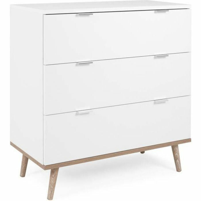 Göteborg Cofras de cajones 3 cajones, decoración roble Sonoma blanco, estilo escandinavo - L 79.8 x D 40 x H 86.5 cm GOTEBORG003034