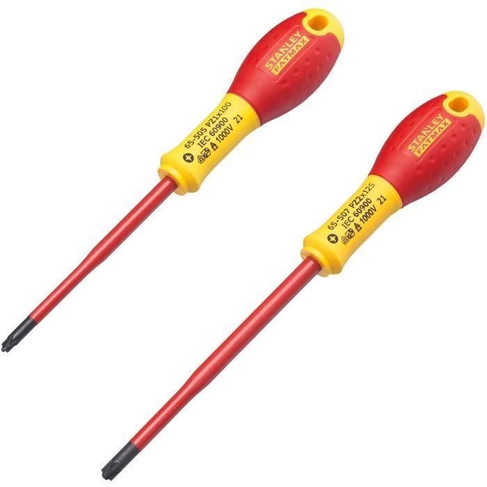 Juego de 2 Destornilladores - STANLEY FATMAX - FMHT0-62649 - Bloques de terminales aislados 1000V - PZ1X100 + PZ2X125 Juego de 2 Destornilladores - STANLEY FATMAX - FMHT0-62649 - Bloques de terminales aislados 1000V - PZ1X100 + PZ2X125
