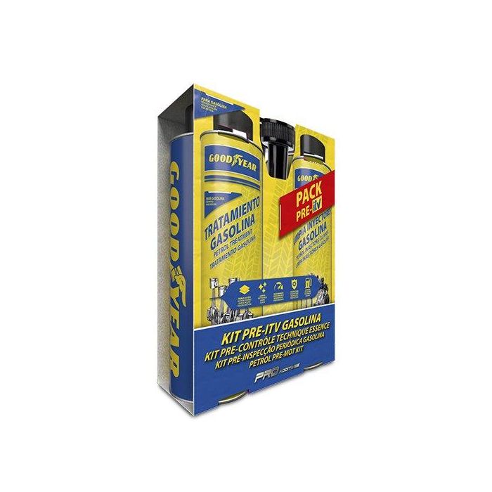 Goodyear Pro Additives ZGODA0006 Kit Pre-ITV Gasolina con Limpia Inyectores y Aditivo de Combustible 600 ml para ITV, Sistema de Combustible y Rendimiento Motor 2