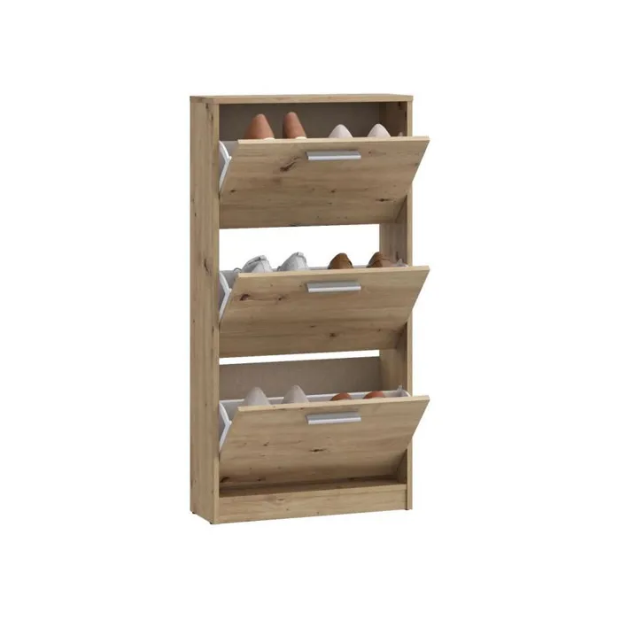 MAC Zapatero MSA312D78 - Mueble para 6 Pares, Acabado Roble, 3 Puertas Abatibles, Ancho 58,2 x Profundidad 20,4 x Alto 115,5 cm 3 MAC Zapatero MSA312D78 - Mueble para 6 Pares, Acabado Roble, 3 Puertas Abatibles, Ancho 58,2 x Profundidad 20,4 x Alto 115,5 cm 3