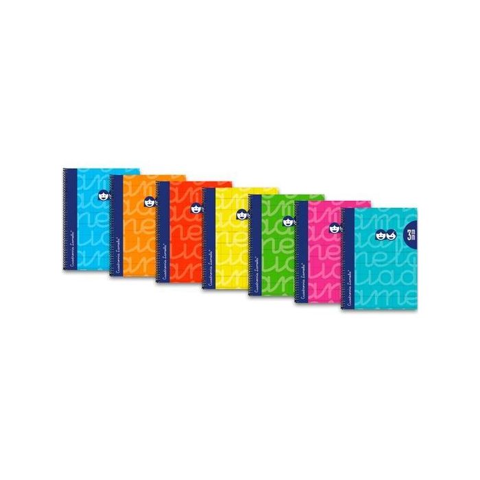 Lamela Cuaderno Espiral 80 Hojas Cuarto 90 gr Cuadrovía 3 mm Cubierta Extra Dura Flúor Colores Surtidos (6 Unidades) (6 Unidades)