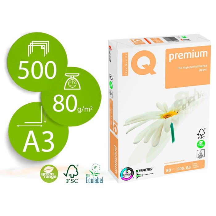 Papel Fotocopiadora Iq Premium Din A3 80 gramos Paquete De 500 Hojas