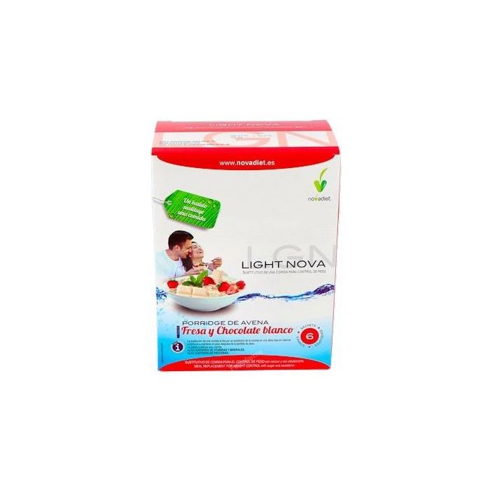 NOVADIET Light Nova Porridge Fresa 6 Sobres Sustitutivo Comida para Control de Peso