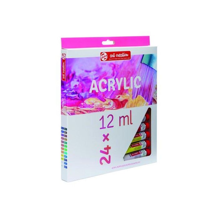 Talens Art Creation Set Pintura Acrílica Tubos 12 mL x 24 Unidades Colores Surtidos Estuche Calidad Fiable Secado Rápido