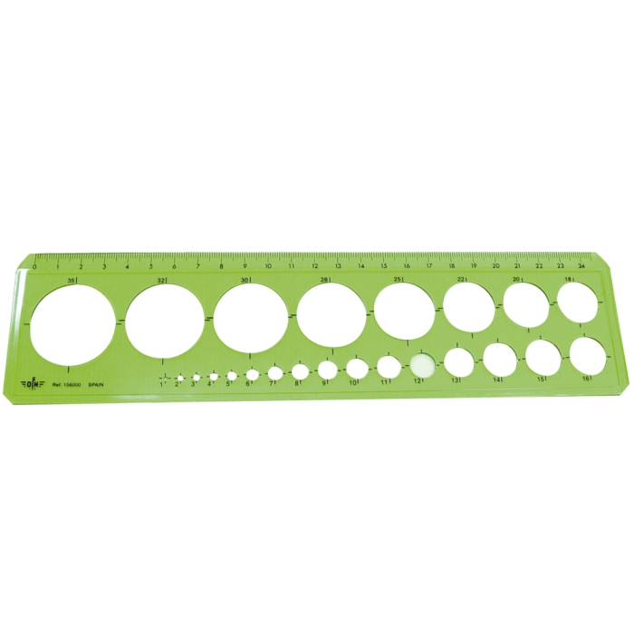 Domingo ferrer Plantilla para Círculos de 1-35 mm Plástico Verde 24,5 cm 1