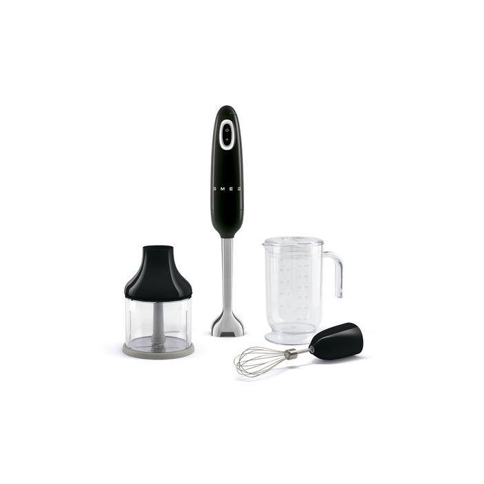 Smeg HBF03BLEU Batidora de inmersión 700W Negra Acero inoxidable con vaso 1,4L Puño ergonómico