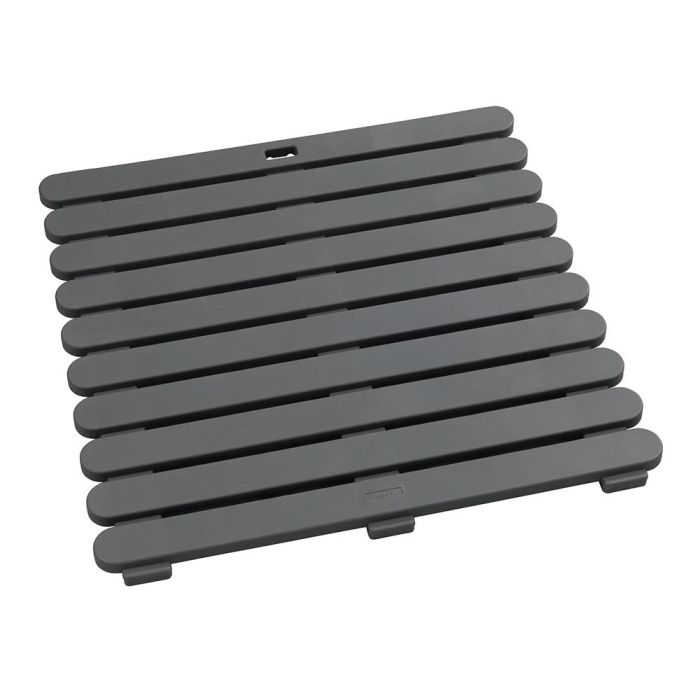 Wenko Tarima de Baño 22947100, 55x55cm Gris, Plástico Resistente Interior/Exterior Antideslizante para Ducha, Baño, Sauna y Piscina 1
