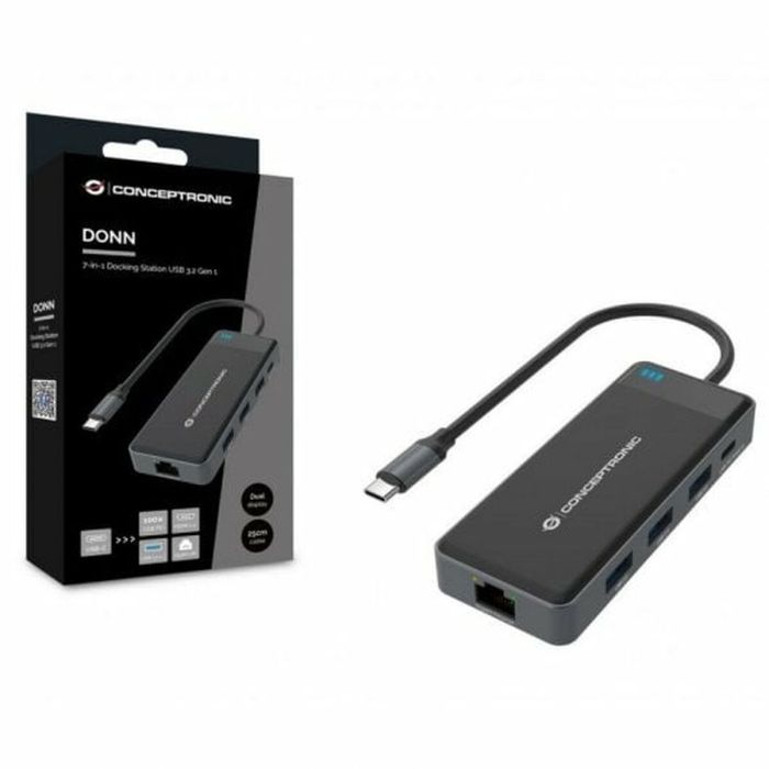 Hub USB Conceptronic DONN14G Negro Gris 100 W 1