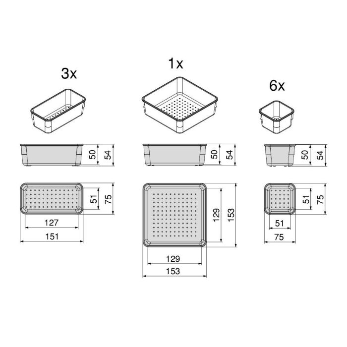 Emuca Kit de 10 Cubos organizadores Cube para cajón, Plástico, Transparente 9