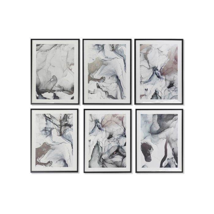 DKD Home Decor Cuadro Moderno Abstracto Azul Blanco 70x50x3 cm Ps Mdf Pack 6 Unidades Surtido Aleatorio