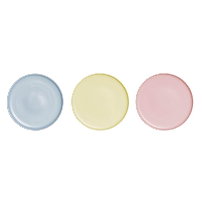 DKD Home Decor Plato Scandi New Bone Multicolor 25x25 cm Pack 12 Unidades Apto Microondas Lavavajillas Surtido Aleatorio