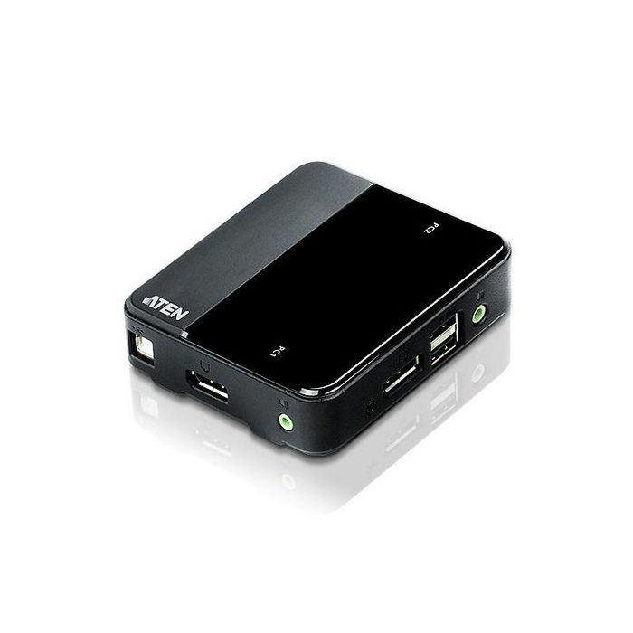 Aten KVM Switch USB DisplayPort 1.2 4K de 2 Puertos con Cables Incluidos CS782DP