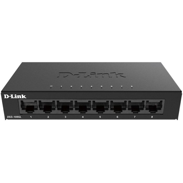 D-Link DGS-108GL Switch Gigabit Ethernet de 8 Puertos 10 Gbps, Carcasa Metálica Compacta, Silencioso, Eficiencia Energética