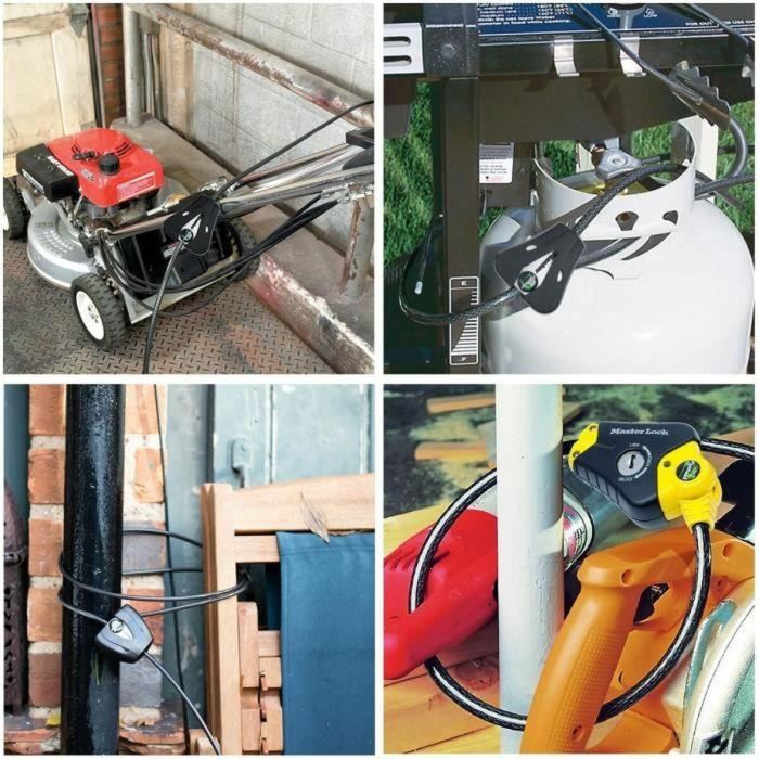 Master Lock 8433EURD Dispositivo Antirrobo, Acero Trenzado Regulable 30cm-1.8m, Negro 2