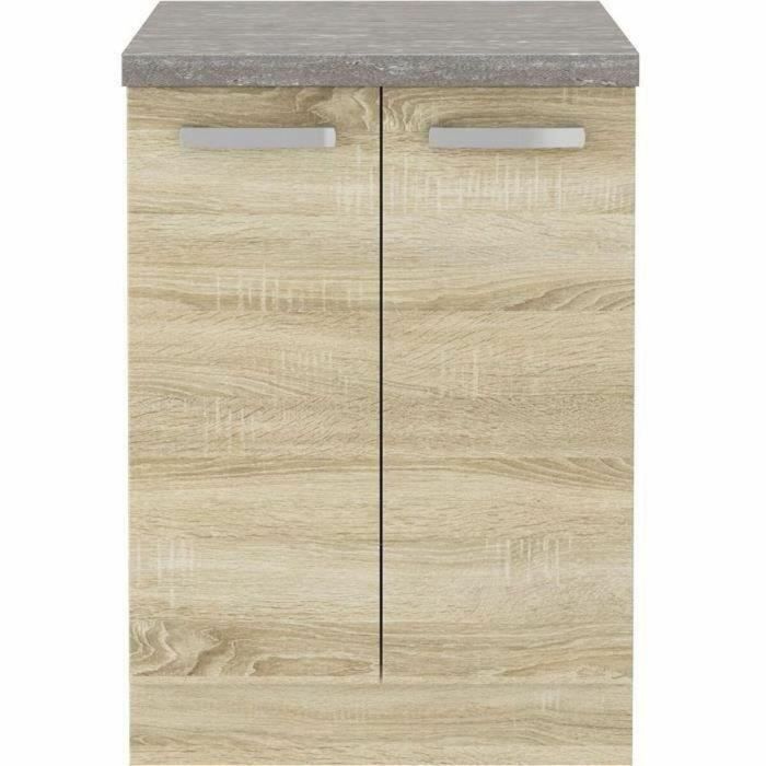 LASSEN Mueble bajo 2 puertas batientes Roble Sonoma 60x51.6x85 cm 4 LASSEN Mueble bajo 2 puertas batientes Roble Sonoma 60x51.6x85 cm 4