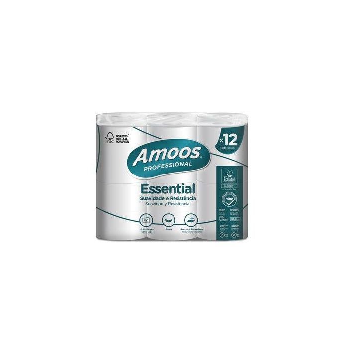 Papel Higienico Amoos Professional Essential 2 Capas 200 Servicios 24 Metros Blanco 12 unidades