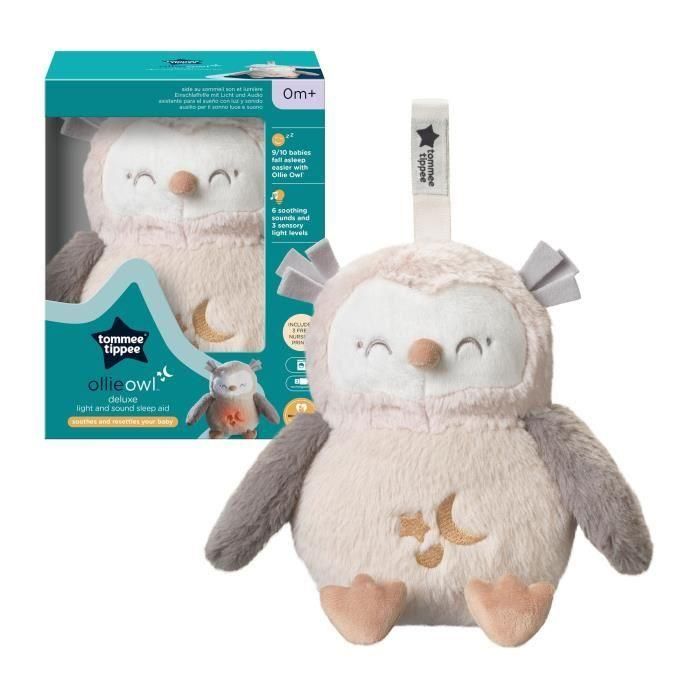 TOMME TIPPEE, Peluche con luz nocturna de lujo con CrySensor, 6 sonidos relajantes, USB, lavable a máquina, Ollie el búho 5