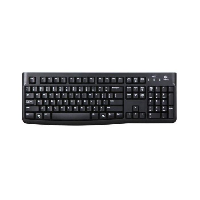 Logitech K120 Teclado USB para Empresas Plug & Play | Resistente a Derrames, Teclas Silenciosas y Duraderas, Teclado Numérico