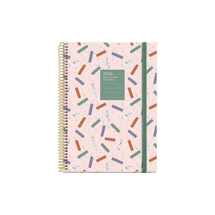 Agenda Anual (2026) Miquelrius Grafica Espiral Tapa Extra Con Goma Plus 155X213 S/V Confeti