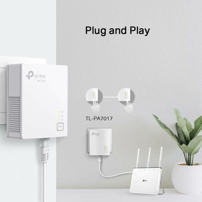 TP-Link TL-PA7017 KIT Adaptador Powerline PLC Gigabit Ethernet 1000 Mbps para Extender Red por Cable, Kit Doble, Blanco 3