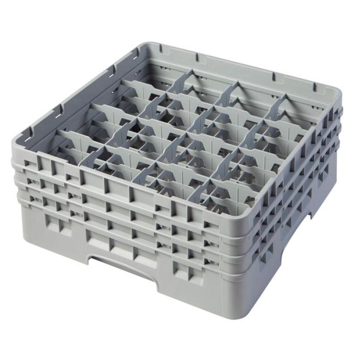 CAMBRO - 16S638-151 - Cesta de lavado 16 comp. 3 alturas - 10,9 cm Ø máx. - alt. máx. 17,6 cm - 50 x 50 x 22,5 cm - Gris claro