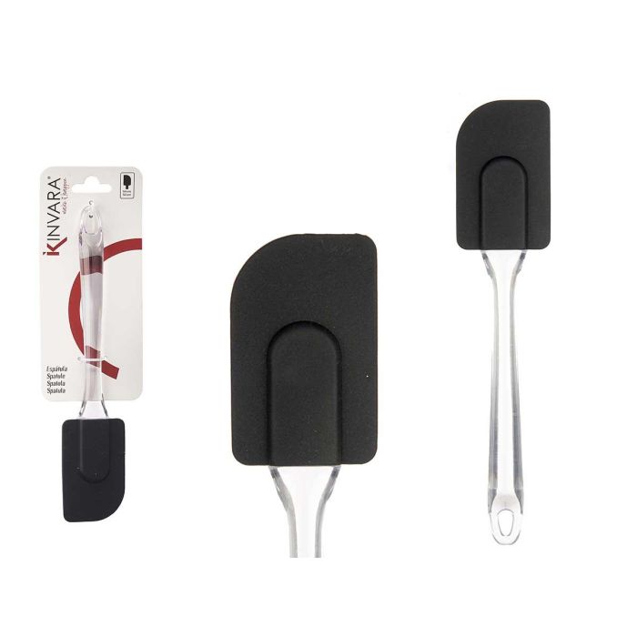 Kinvara Espátula de Cocina de Silicona y Plástico PS, Transparente y Negro, 5x24.5x2 cm (12 Unidades) Kinvara Espátula de Cocina de Silicona y Plástico PS, Transparente y Negro, 5x24.5x2 cm (12 Unidades)