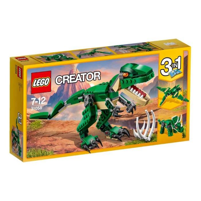 LEGO 31058 Grandes Dinosaurios Creator 3 en 1 T-Rex Articulado, Boca Abierta y Garras, Verde Oscuro/Beige +7 años