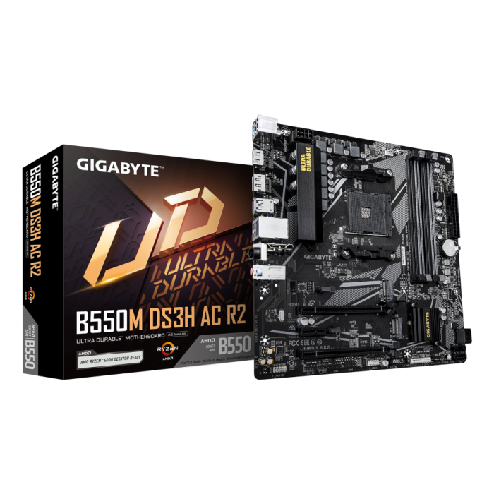 GIGABYTE B550M DS3H AC R2 Placa base Socket AM4 compatible con AMD Ryzen 5000 Series, DDR4, Wi-Fi 5