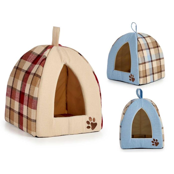 Gatera para Mascotas Mascow Tela Cuadros Azul/Rojo 33x45x33 cm (6 Unidades) Gatera para Mascotas Mascow Tela Cuadros Azul/Rojo 33x45x33 cm (6 Unidades)