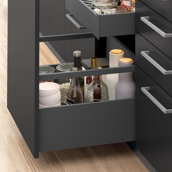 Emuca Cajón exterior Vertex 40kg de altura 131mm, profundidad 450mm, Acero, Gris antracita 2 Emuca Cajón exterior Vertex 40kg de altura 131mm, profundidad 450mm, Acero, Gris antracita 2